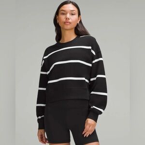 Lululemon Perfectly Oversized Cropped Crew (Boundless Stripe Black & White)